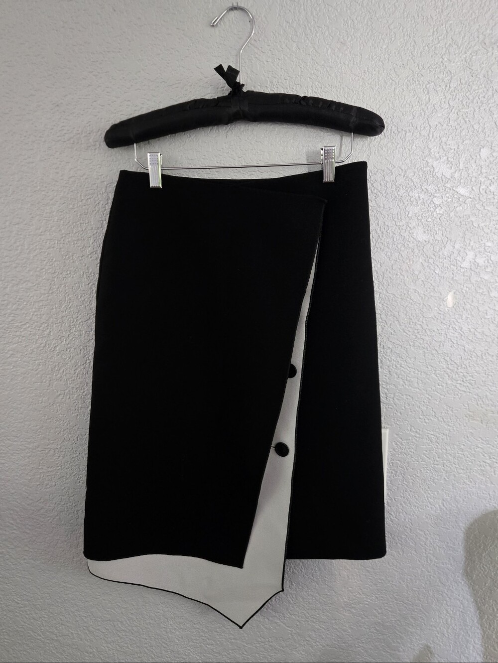 Derek Lam Black Asymmetrical Skirt with White Contrast Panel